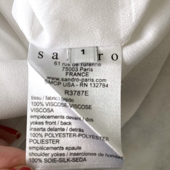 Sandro Paris White dress with black neckline sleeveless dress (size 1) silk yoke - Picture 5 of 8